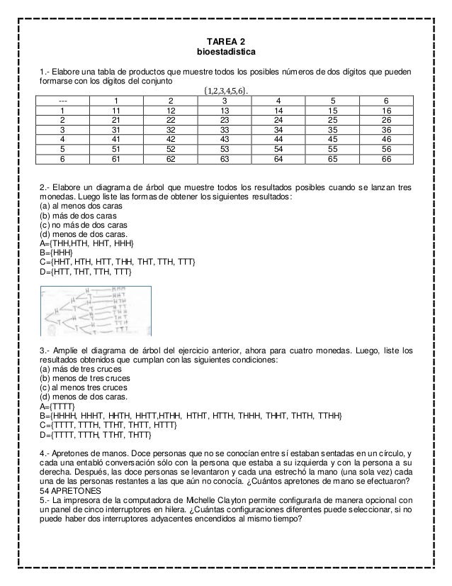 Tarea 2 Ejercicios De Probabilidad Con Respuestas