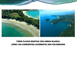TIENE PLAYAS BONITAS CON ARENA BLANCA. 
¡PERO LOS CORRIENTES (CURRENTS) SON PELIGROSOS! 
 