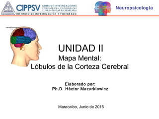 Neuropsicología
UNIDAD II
Mapa Mental:
Lóbulos de la Corteza Cerebral
Elaborado por:
Ph.D. Héctor Mazurkiewicz
Maracaibo, Junio de 2015
 