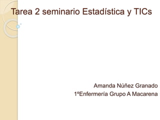 Tarea 2 seminario Estadística y TICs
Amanda Núñez Granado
1ºEnfermería Grupo A Macarena
 