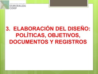 3. ELABORACIÓN DEL DISEÑO:
POLÍTICAS, OBJETIVOS,
DOCUMENTOS Y REGISTROS
 