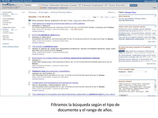 Filtramos la búsqueda según el tipo de
documento y el rango de años.