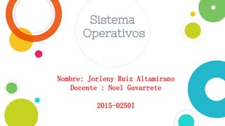 Sistema
Operativos
Nombre: Jorleny Ruiz Altamirano
Docente : Noel Gavarrete
2015-0250I
 