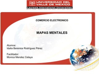 COMERCIO ELECTRONICO MAPAS MENTALES Alumna: Idalia Berenice Rodríguez Pérez Facilitador: Monica Mendez Celaya 