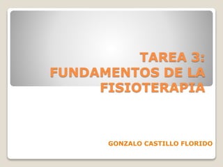 TAREA 3:
FUNDAMENTOS DE LA
FISIOTERAPIA
GONZALO CASTILLO FLORIDO
 