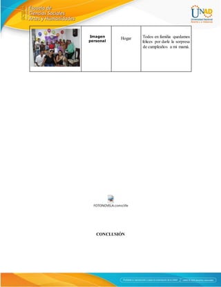 FOTONOVELA.comiclife
CONCLUSIÓN
Imagen
personal
Hogar Todos en familia quedamos
felices por darle la sorpresa
de cumpleaños a mi mamá.
 