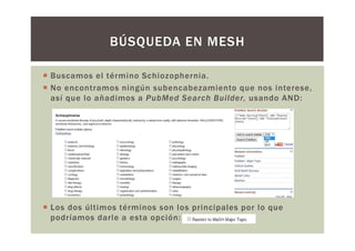 BÚSQUEDA CON DESCRIPTORES
• Buscamos en Descriptores CINAHL
• Escribimos el término principal: Foot ulcer
Le damos a los
subencabezamientos
que nos interesan
Al ser el término
principal le damos a la
opción Concepto
principal
 