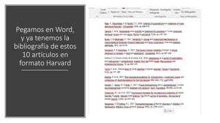 Pegamos en Word,
y ya tenemos la
bibliografía de estos
10 artículos en
formato Harvard
 