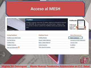 Acceso al MESH




Virginia Yot Domínguez   Máster Nuevas Tendencias Asistenciales en C.C. Salud
 