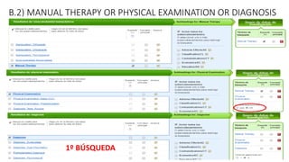 B.2) MANUAL THERAPY OR PHYSICAL EXAMINATION OR DIAGNOSIS
1º BÚSQUEDA
 