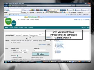 Una vez registrados, introducimos la estrategia de búsqueda Limites