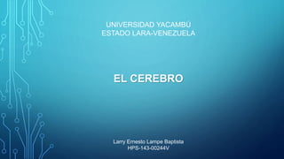 UNIVERSIDAD YACAMBÚ
ESTADO LARA-VENEZUELA
Larry Ernesto Lampe Baptista
HPS-143-00244V
EL CEREBRO
 