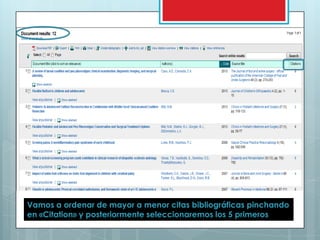 Vamos a ordenar de mayor a menor citas bibliográficas pinchando en «Citation» y posteriormente seleccionaremos los 5 primeros