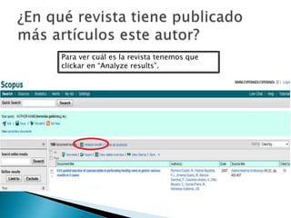 Para ver cuál es la revista tenemos que
clickar en “Analyze results”.