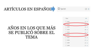 ARTÍCULOS EN ESPAÑOL
AÑOS EN LOS QUE MÁS
SE PUBLICÓ SOBRE EL
TEMA
 
