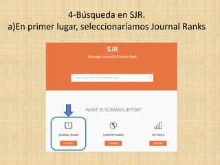 4-Búsqueda en SJR.
a)En primer lugar, seleccionaríamos Journal Ranks
 