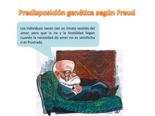 Los individuos nacen con un innato sentido del
amor, pero que la ira y la hostilidad llegan
cuando la necesidad de amor no es satisfecha
o es frustrada.
 