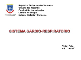 Republica Bolivariana De Venezuela
Universidad Yacambú
Facultad De Humanidades
Carrera: Psicología
Materia: Biología y Conducta
Yelian Peña
C.I 17.100.497
 