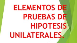 ELEMENTOS DE
PRUEBAS DE
HIPOTESIS
UNILATERALES.
 