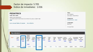 Factor de impacto: 5.705
Índice de inmediatez: 1.036
 