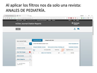 Al aplicar los filtros nos da solo una revista:
ANALES DE PEDIATRÍA.
 