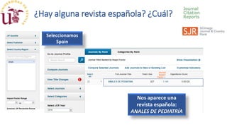 ¿Hay alguna revista española? ¿Cuál?
Seleccionamos
Spain
Nos aparece una
revista española:
ANALES DE PEDIATRÍA
 