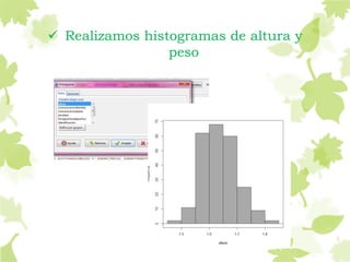  Realizamos histogramas de altura y
peso
 