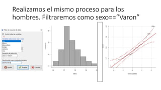 Realizamos el mismo proceso para los
hombres. Filtraremos como sexo==“Varon”
 
