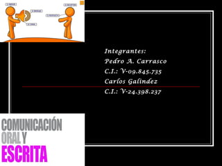 Integrantes:
Pedro A. Carrasco
C.I.: V-09.845.735
Carlos Galindez
C.I.: V-24.398.237
 