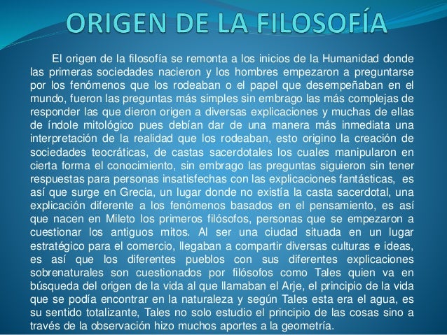 Origen de la filosofia
