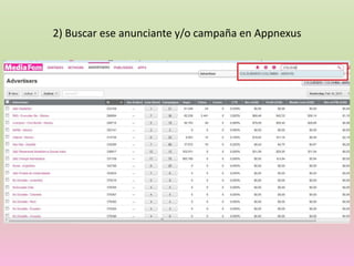 2) Buscar ese anunciante y/o campaña en Appnexus
 