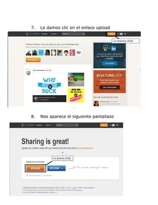 7. Le damos clic en el enlace upload
8. Nos aparece el siguiente pantallazo
 