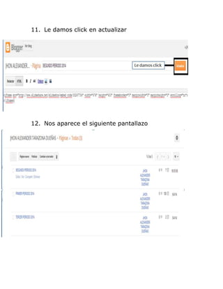 11. Le damos click en actualizar
12. Nos aparece el siguiente pantallazo
 