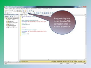 Luego de ingresar las sentencias SQL correctamente, le damos a ejecutar.