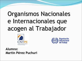 Organismos Nacionales e Internacionales que acogen al Trabajador Alumno: Martin Pérez Puchuri 