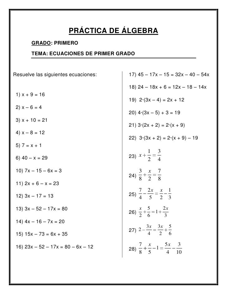Tarea De álgebra 1 Er Año