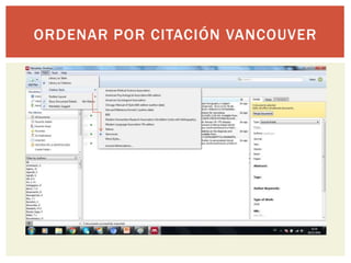 ORDENAR POR CITACIÓN VANCOUVER
 
