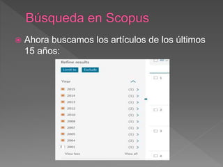  Ahora buscamos los artículos de los últimos
15 años:
 