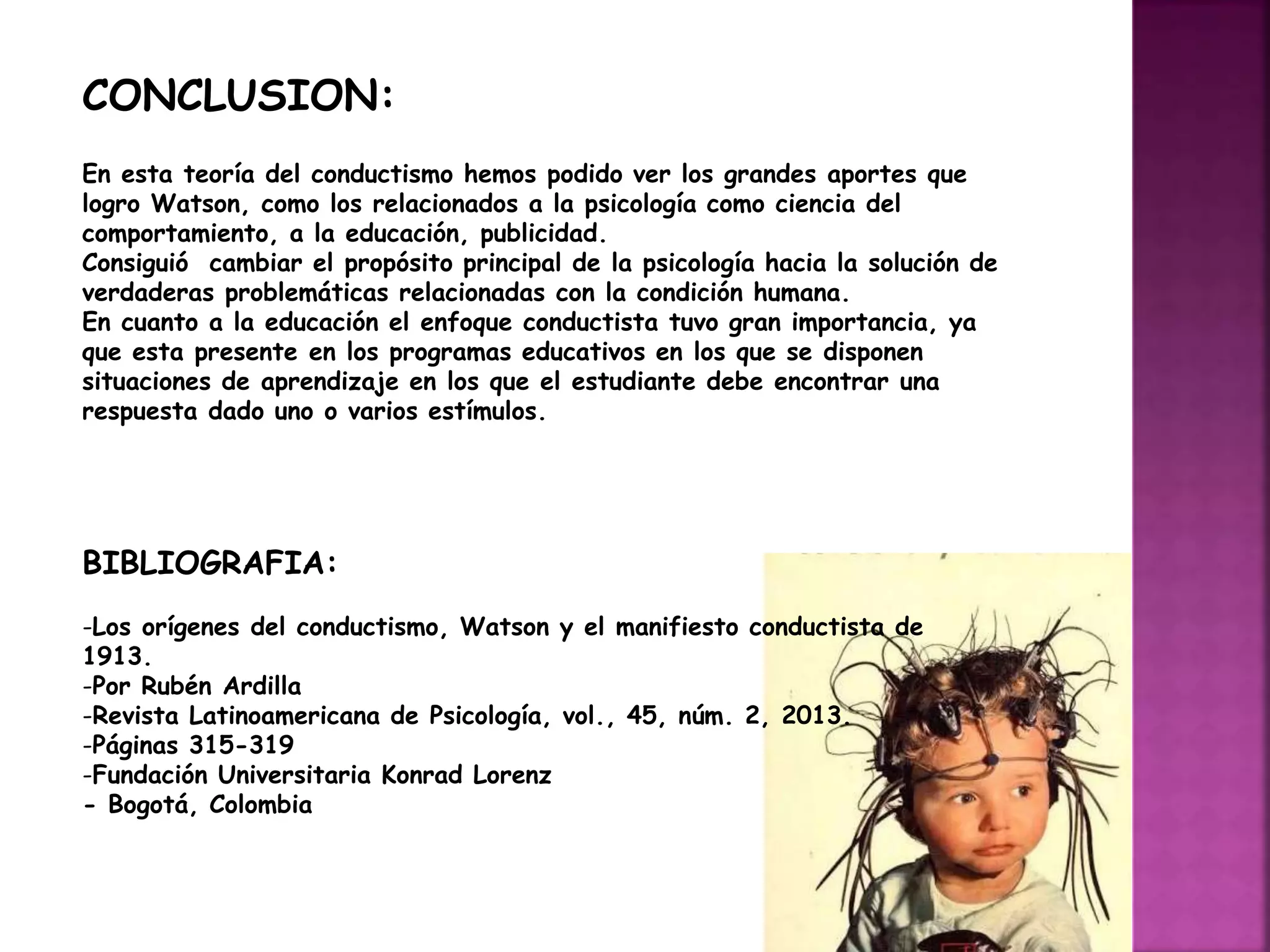El Conductismo, Watson y el Manifiesto Conductista de 1913 | PPTX