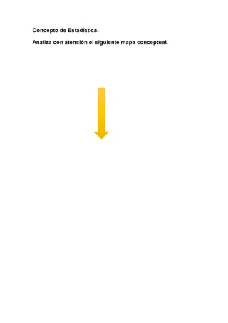 Concepto de Estadística.
Analiza con atención el siguiente mapa conceptual.
 