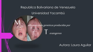 Republica Bolivariana de Venezuela
Universidad Yacambù
alformacionesgeneticasproducidasporM
eratogenosT
Autora: Laura Aguilar
 