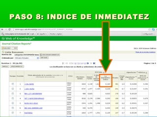 PASO 8: INDICE DE INMEDIATEZ
 