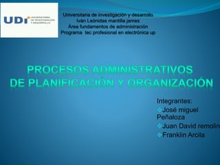 Integrantes:
José miguel
Peñaloza
Juan David remolin
Franklin Arcila
 