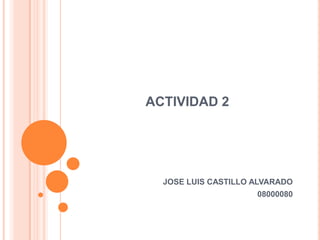 ACTIVIDAD 2




  JOSE LUIS CASTILLO ALVARADO
                     08000080
 