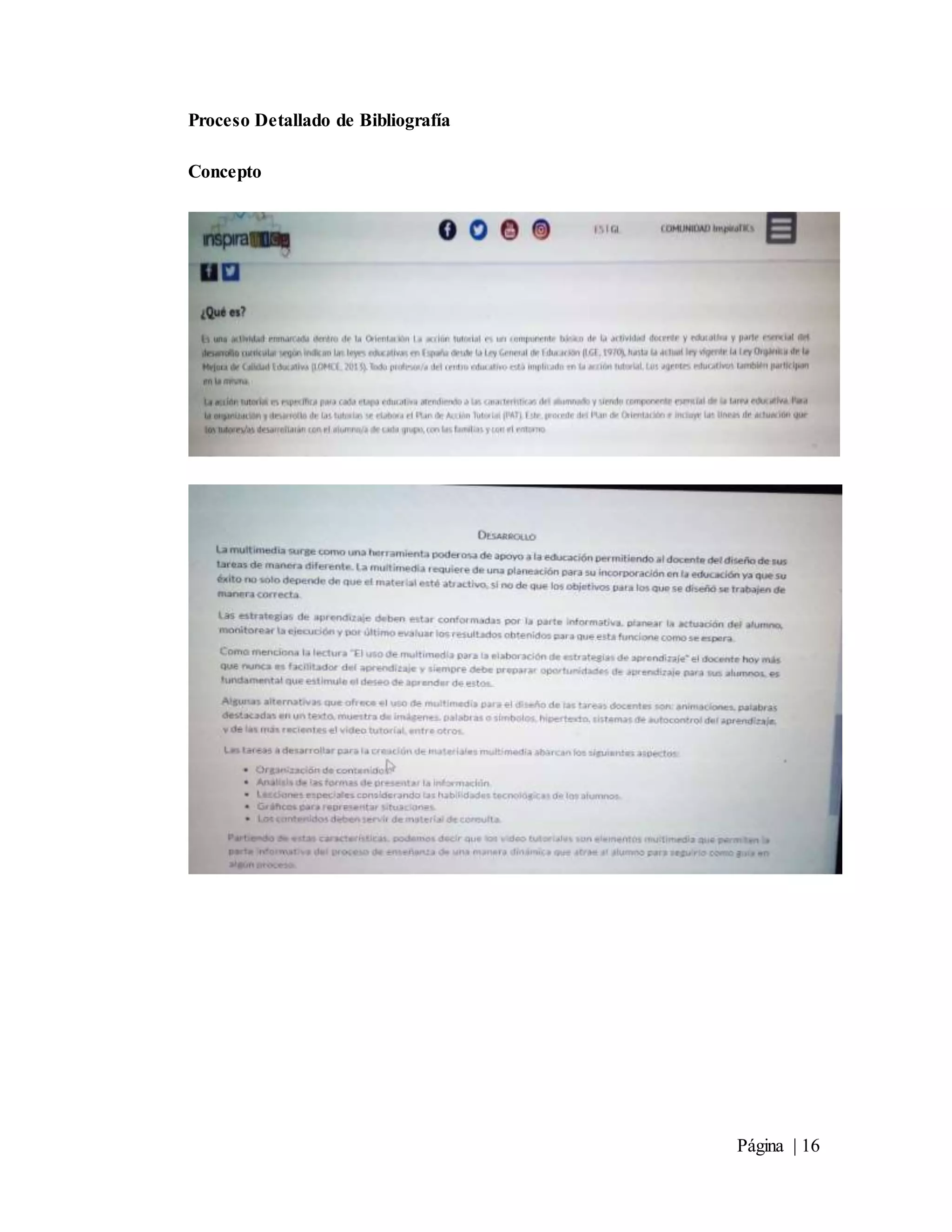 Página | 16
Proceso Detallado de Bibliografía
Concepto
 