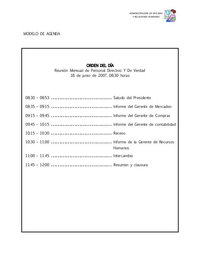 formato de agenda para reuniones