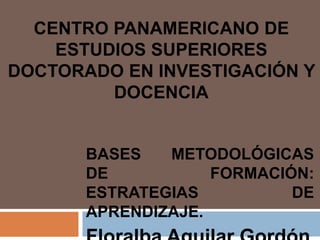 CENTRO PANAMERICANO DE
ESTUDIOS SUPERIORES
DOCTORADO EN INVESTIGACIÓN Y
DOCENCIA
BASES METODOLÓGICAS
DE FORMACIÓN:
ESTRATEGIAS DE
APRENDIZAJE.
 