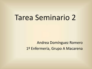 Tarea Seminario 2
Andrea Domínguez Romero
1º Enfermería, Grupo A Macarena
 