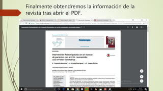 Finalmente obtendremos la información de la
revista tras abrir el PDF.
 