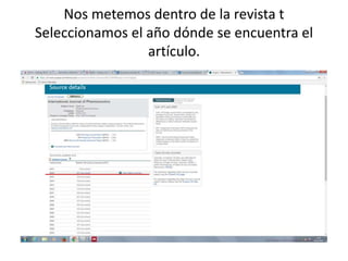 Nos metemos dentro de la revista t
Seleccionamos el año dónde se encuentra el
artículo.
 